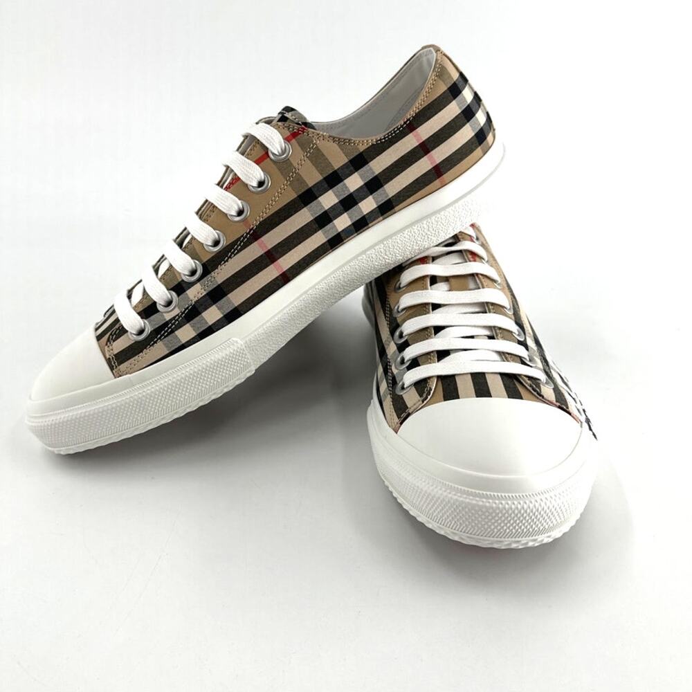 Burberry Archive Beige Logo Check Larkhall Sneakers 43/ Size 10 - Picture 9 of 14